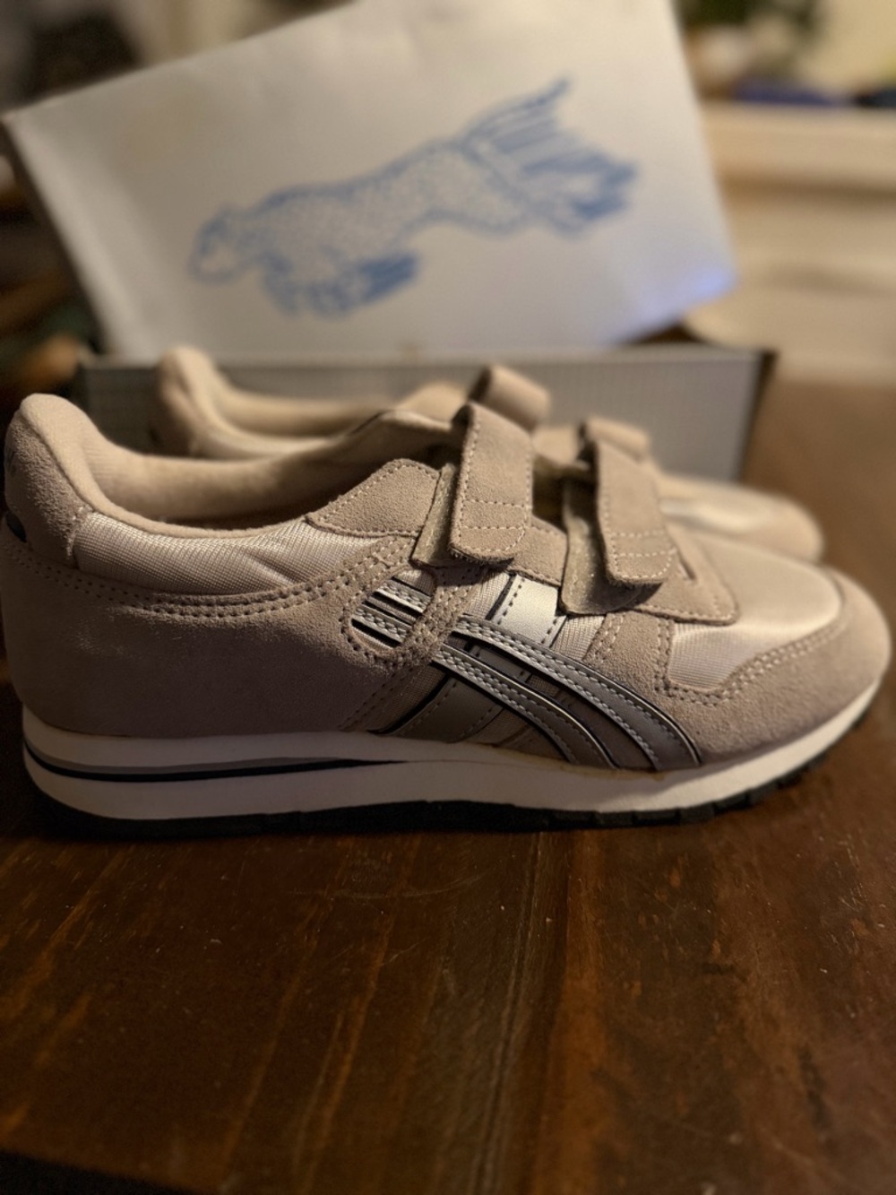 VINTAGE Cheetah Athletic Sneakers in Neutral Beige with Hook-and-Loop Straps